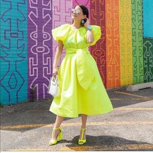 Christopher John Rodgers Neon Puff Sleeve Voluminous Dress Medium with tags
